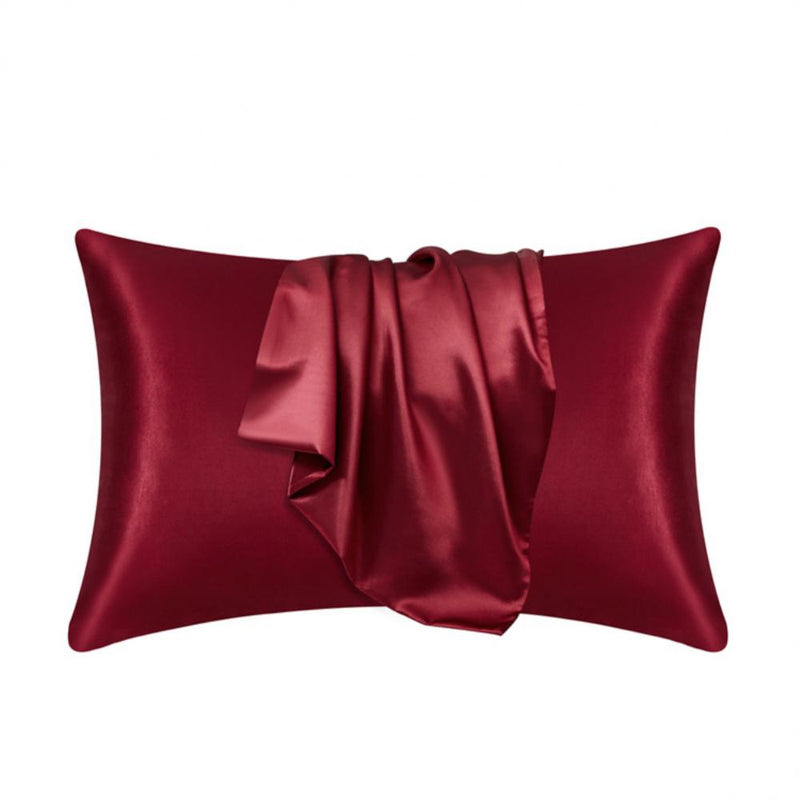 Taie d'Oreiller en Satin bordeaux